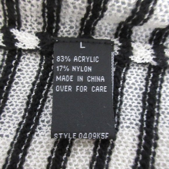 AB Studio Open Front Cardigan Sweater Sz Large Black & White Stripes Short Sleev - Picture 5 of 7